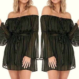 NWT Off-shoulder Striped Dress